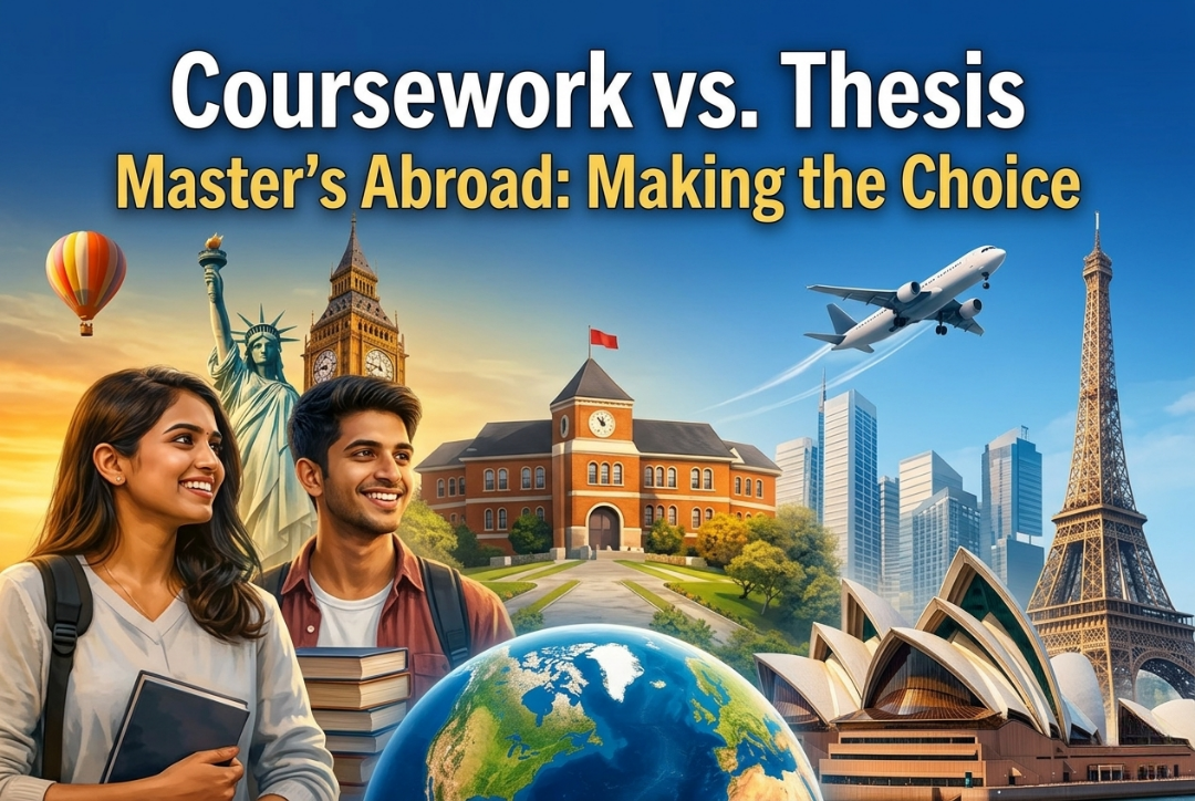 Coursework vs Thesis Master's Abroad, masters types abroad, research vs coursework degree, study abroad decision, postgraduate options
